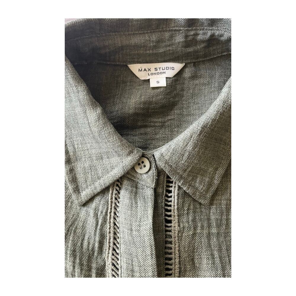 Max Studio London Womens Size Small Oversized Collar Shirt Boxy Button up Baggy - Picture 3 of 6